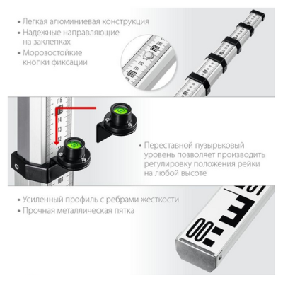 Рейка геодезическая телескопическая ЗУБР