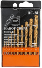 Набор сверл по металлу НС28 Р6М5 TiN 10 шт класса точности А1