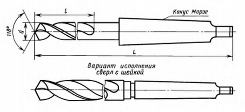 Сверла спиральные удлиненные с коническим хвостовиком ГОСТ 2092-77 Сверла спиральные удлиненные с коническим хвостовиком ГОСТ 2092-77